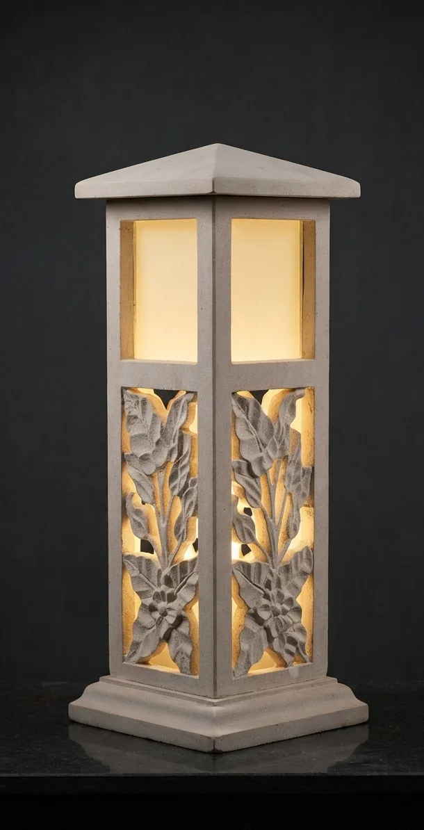 Traditional Floral Pillar Lamp