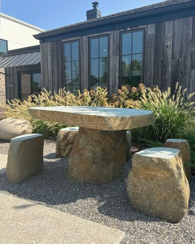 Contemporary Basalt Boulder Table & Seating