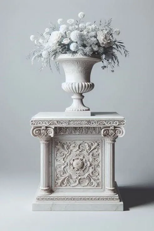 Heritage Column Base with Fluted Urn Planter