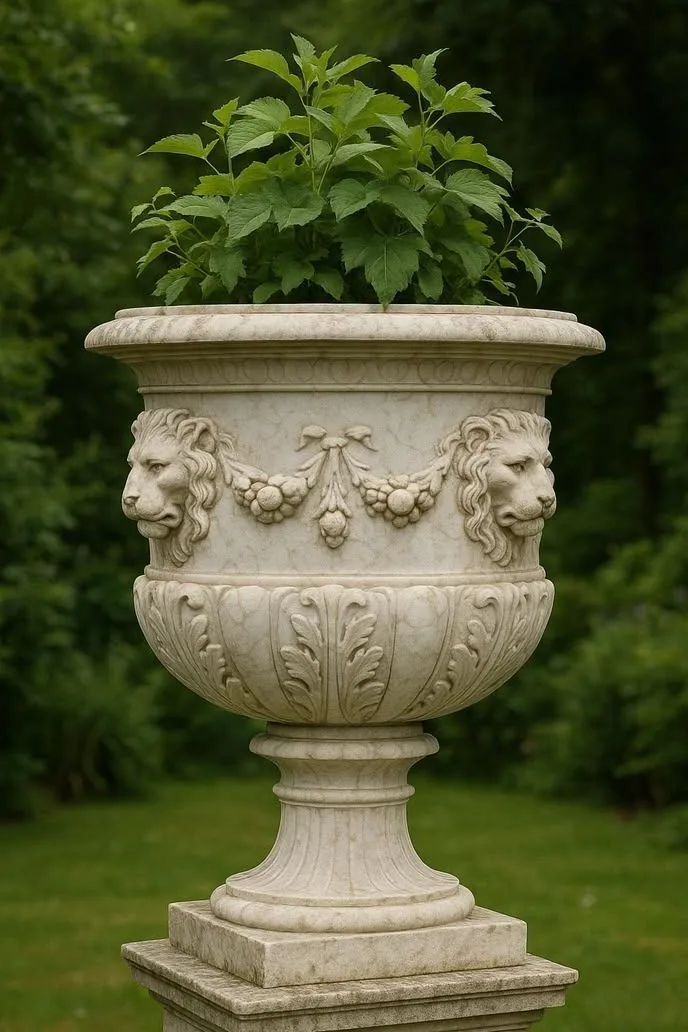 Heritage Lions Head Pedestal Planter