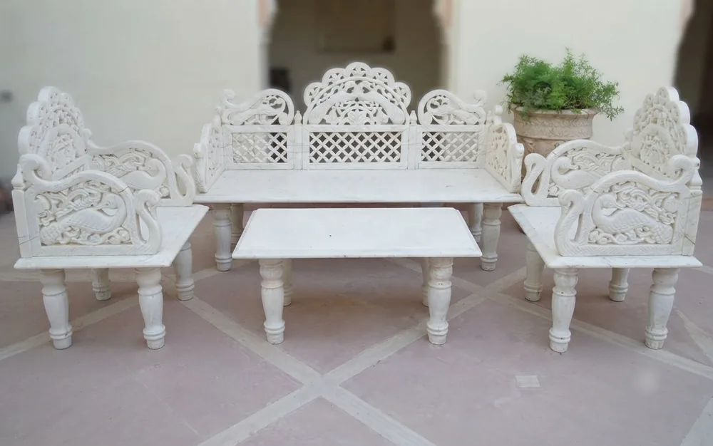 Traditional Hand-carved Sofa Set with Center Table