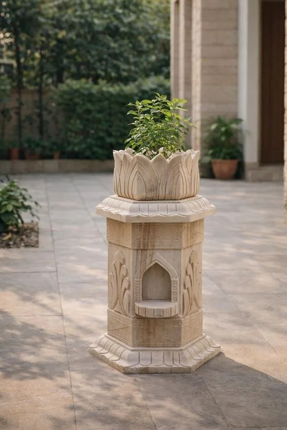 Contemporary Lotus Motif Tulsi Vrindavan