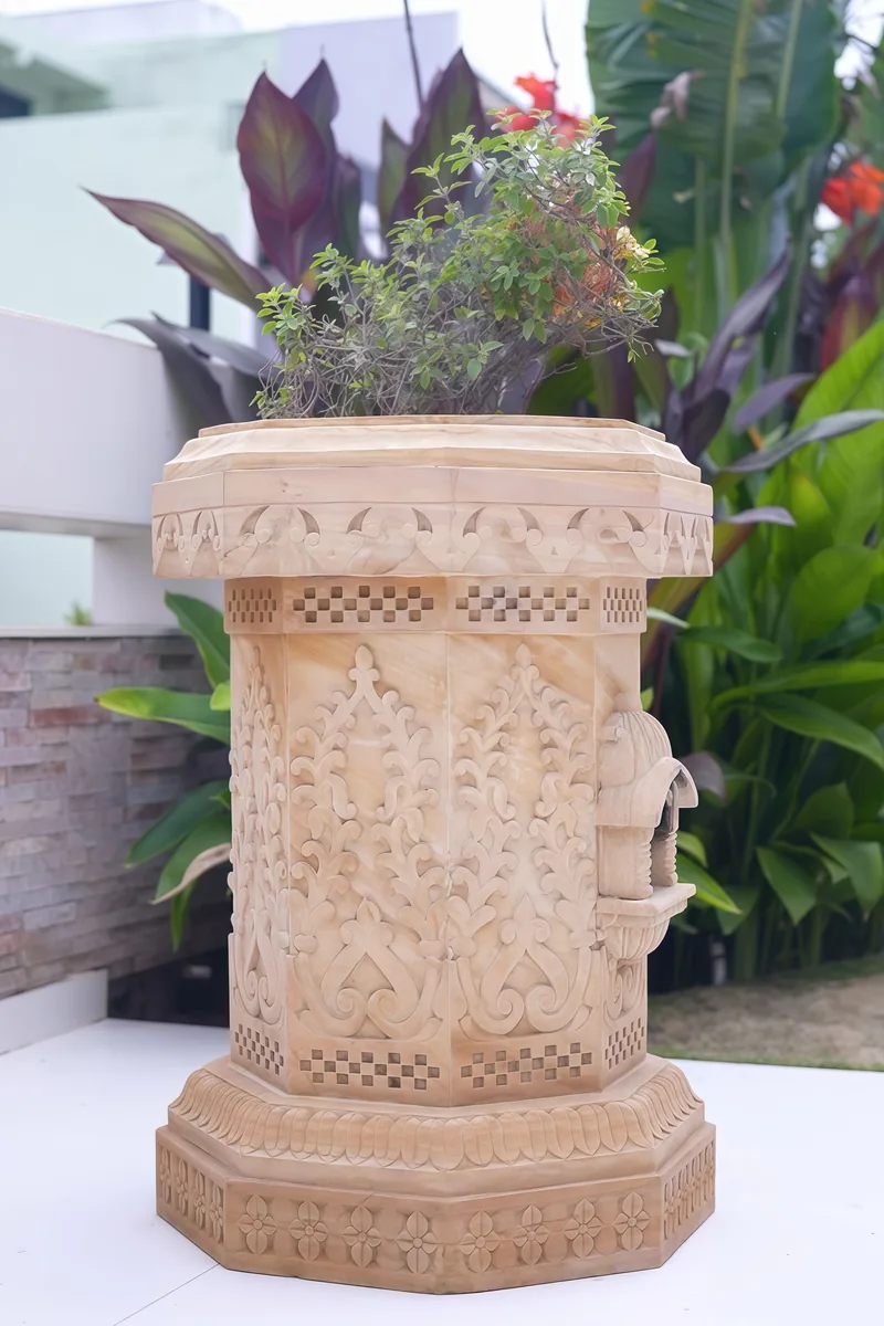 Floral Jali Carved Tulsi Vrindavan