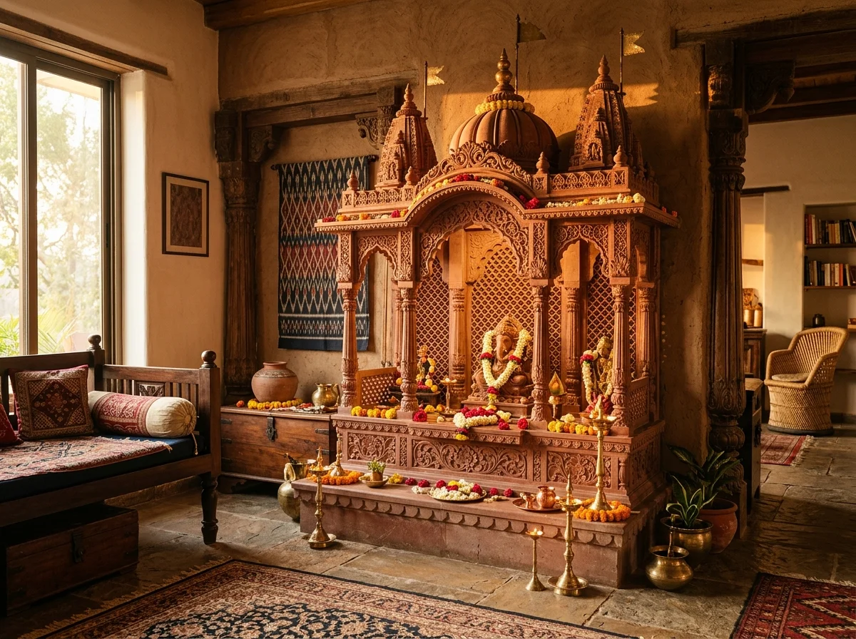 Mandir & Sacred Spaces in Dholpur Red Sandstone
