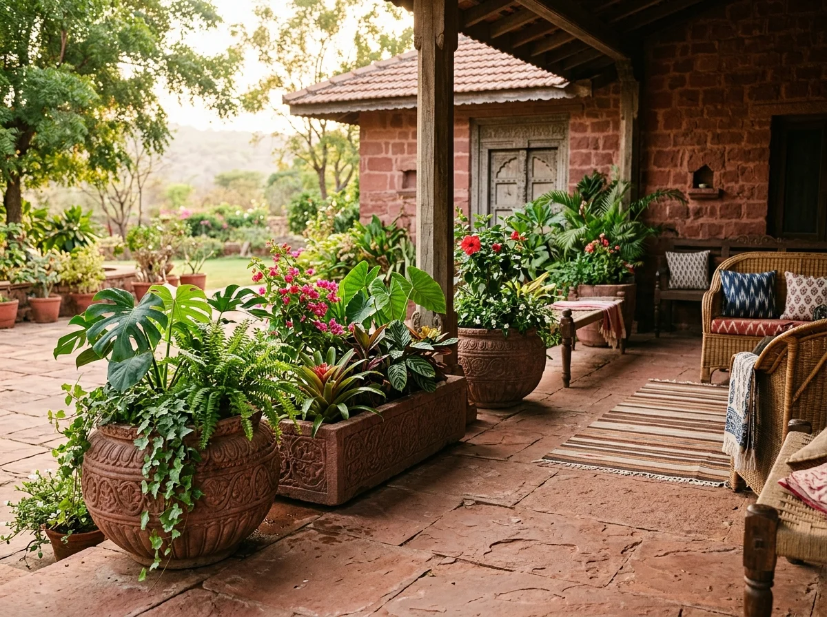 Planters in Dholpur Red Sandstone