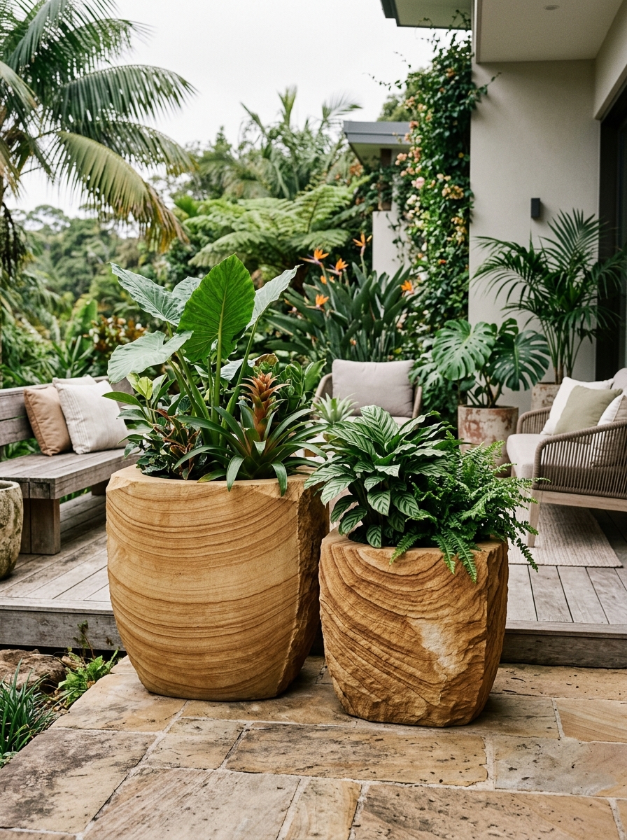 Planters in Khatu Teak Sandstone