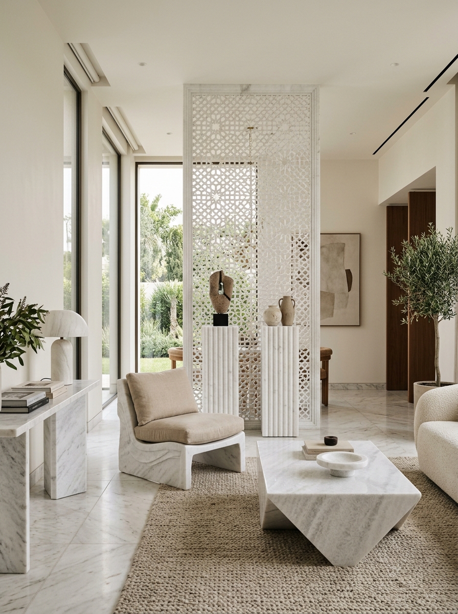 Stone Furniture in Makrana White Marble