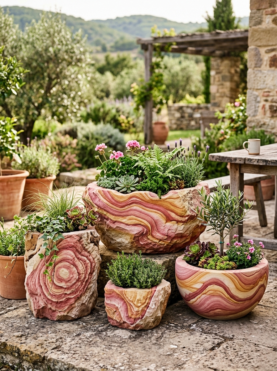 Planters in Rainbow Sandstone