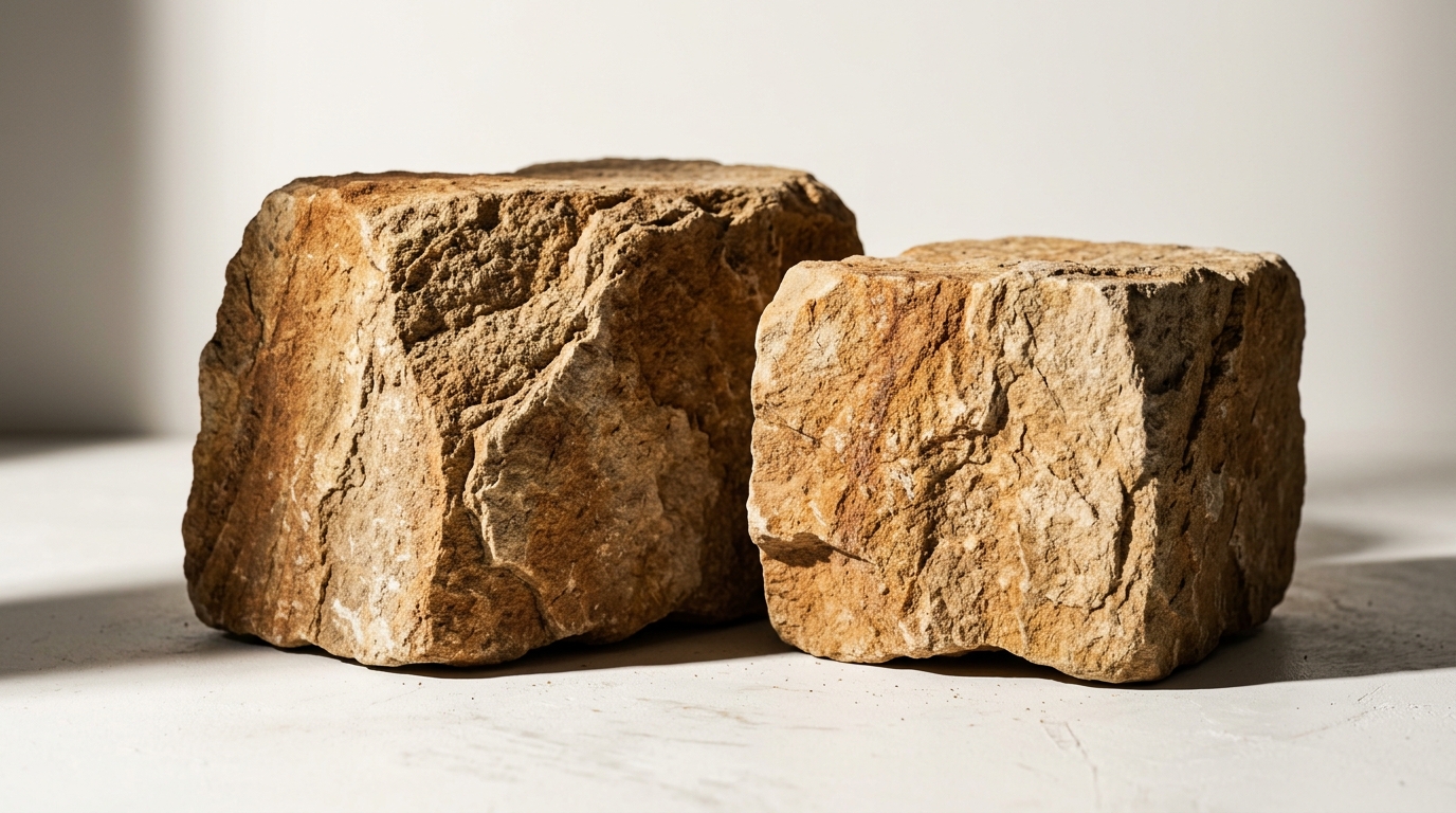Two raw sandstone blocks